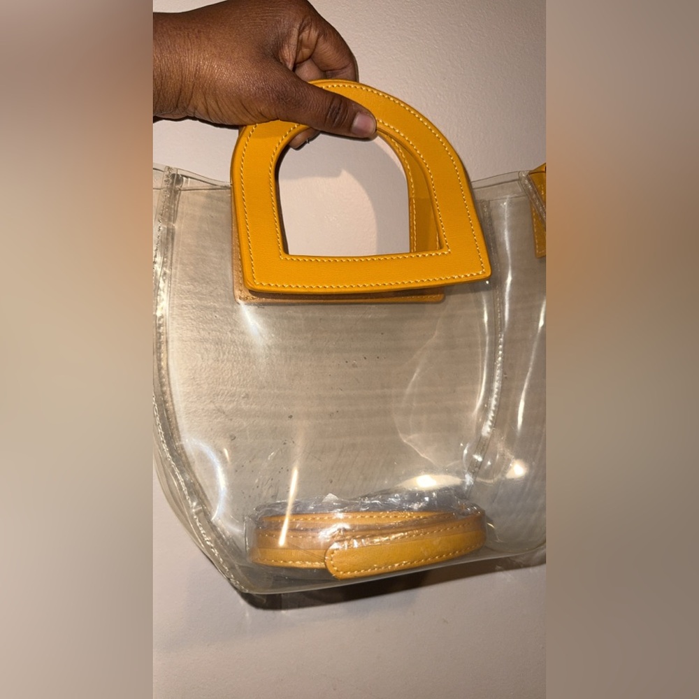 Call It Spring Transparent Tote with Yellow Accents Brand New